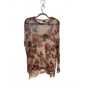 Show Me Your Mumu Floral Sheer Knit Sweater Small NWT